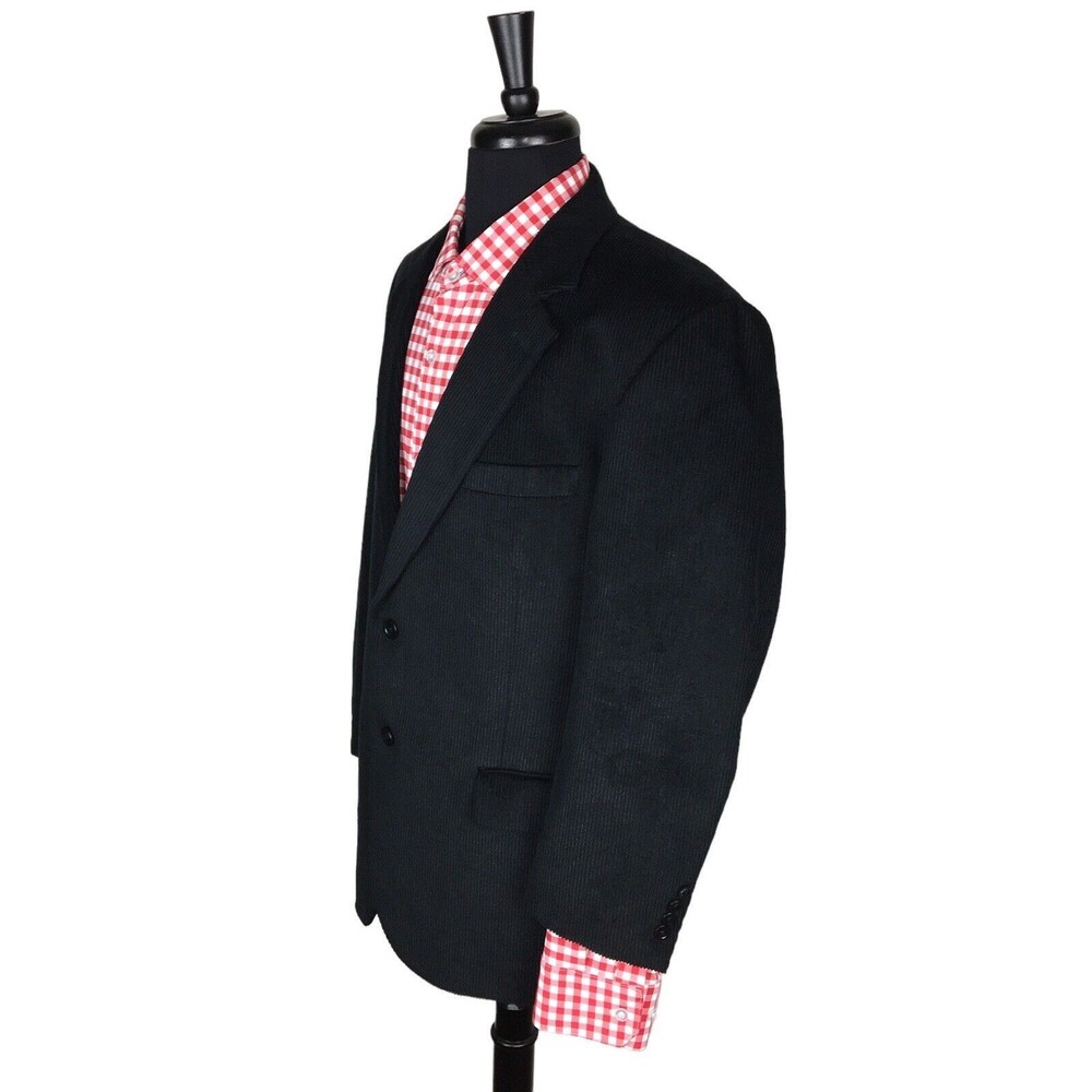 Jos A Bank Black Corduroy Wool/Silk Sport Coat Blazer Jacket Mens Size 42S